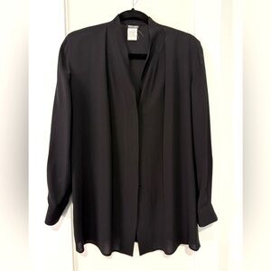 GEORGIO ARMANI Black Vintage Oversized Silk Blouse Top Sz 38 Best US 4 / 6